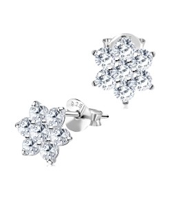 Flower Shaped CZ Stones Stud Earring STS-2967